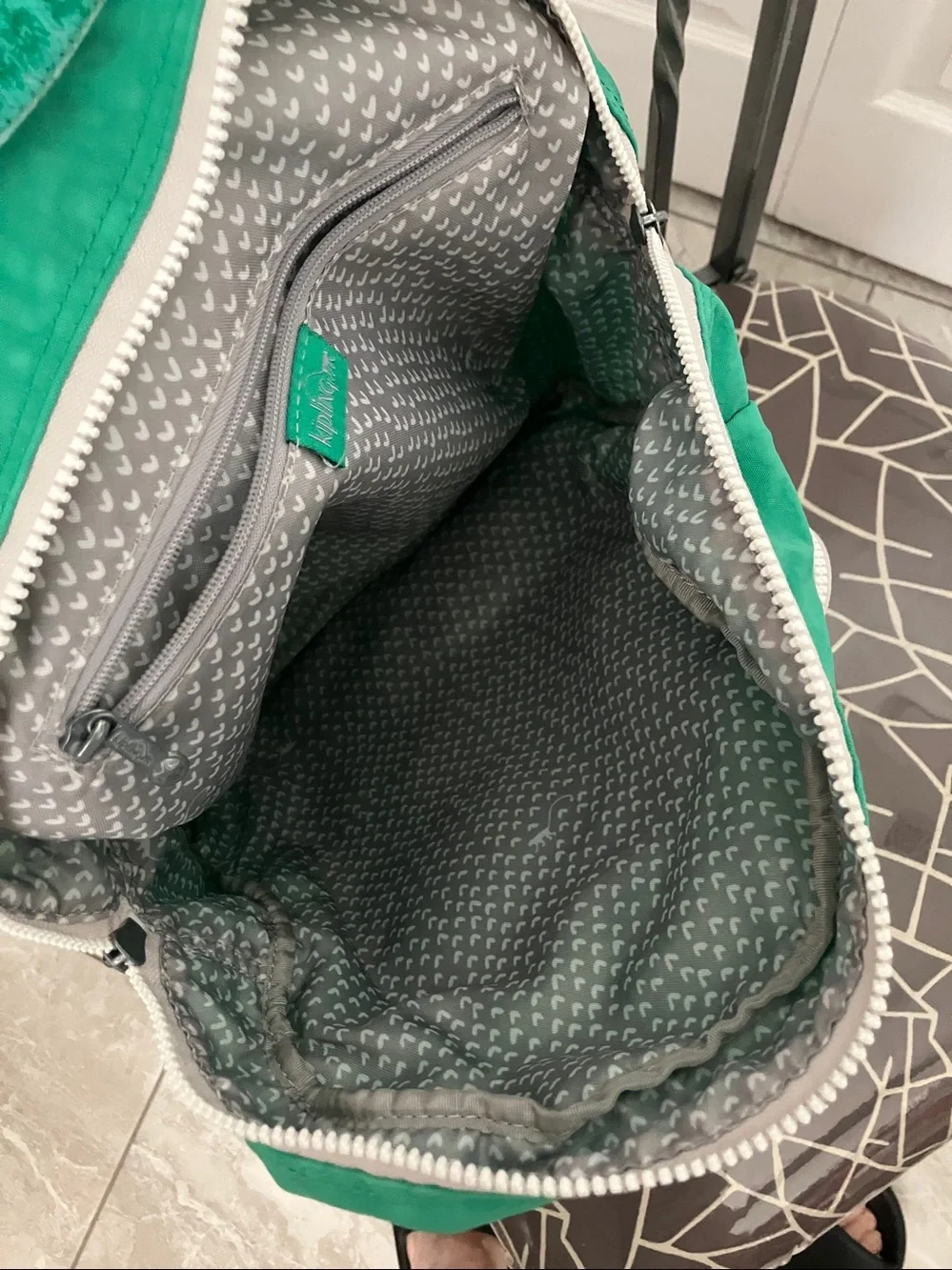 KIPLING KADEN Multi Zip nylon backpack in Island Green Spectator color